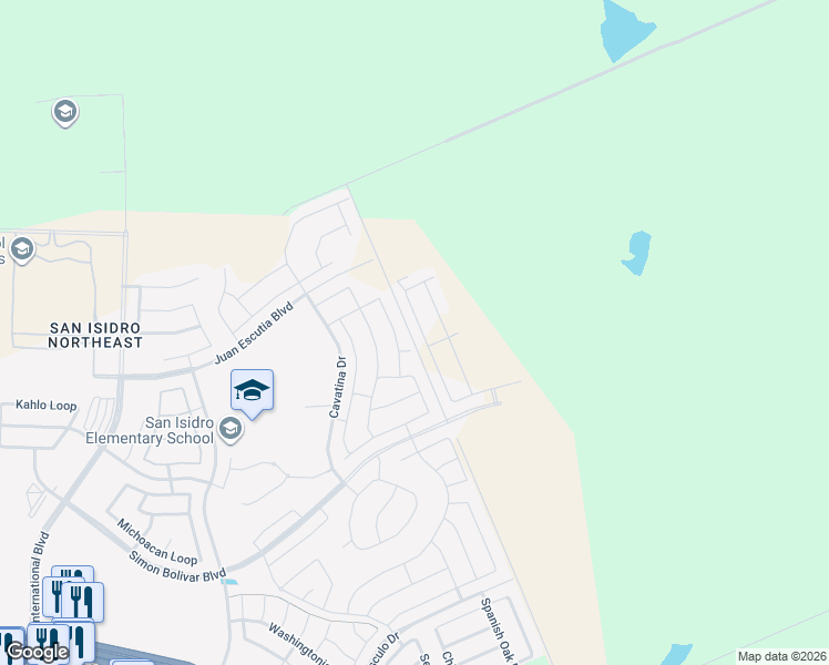 map of restaurants, bars, coffee shops, grocery stores, and more near Unnamed Road in Laredo