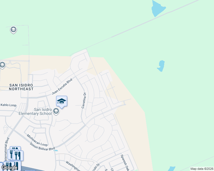 map of restaurants, bars, coffee shops, grocery stores, and more near Unnamed Road in Laredo