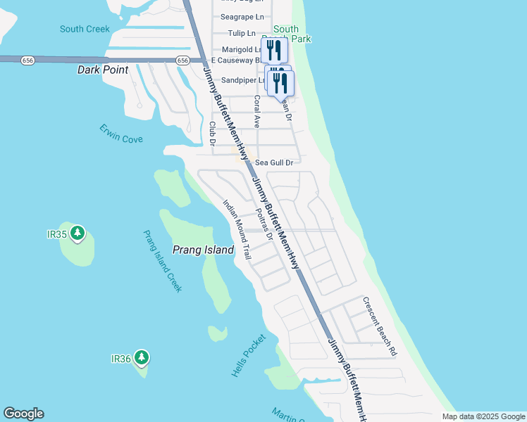 map of restaurants, bars, coffee shops, grocery stores, and more near 1260 Poitras Drive in Vero Beach