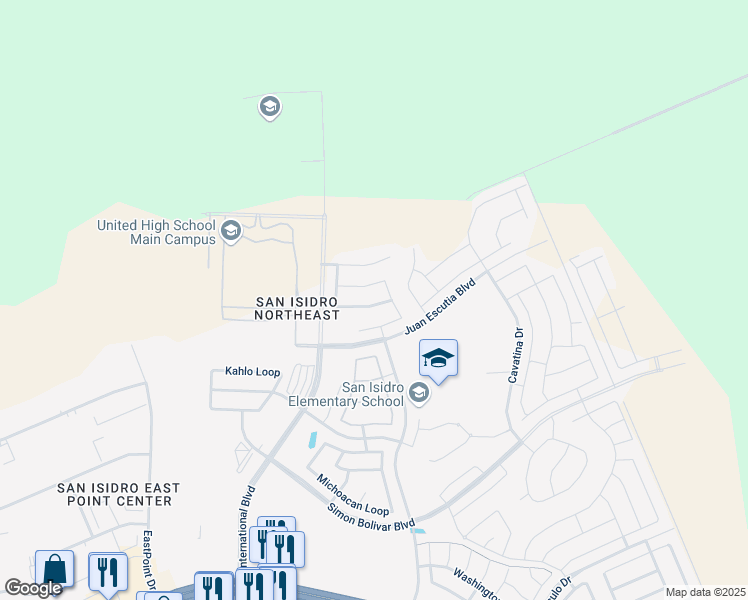 map of restaurants, bars, coffee shops, grocery stores, and more near 142 Pacifico Drive in Laredo