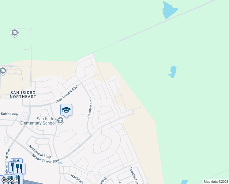 map of restaurants, bars, coffee shops, grocery stores, and more near Unnamed Road in Laredo