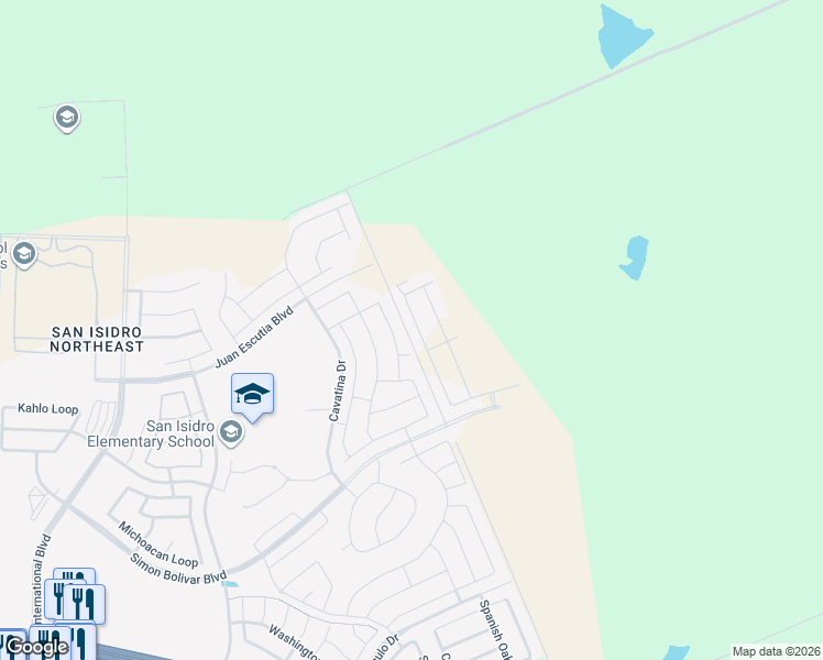 map of restaurants, bars, coffee shops, grocery stores, and more near Unnamed Road in Laredo