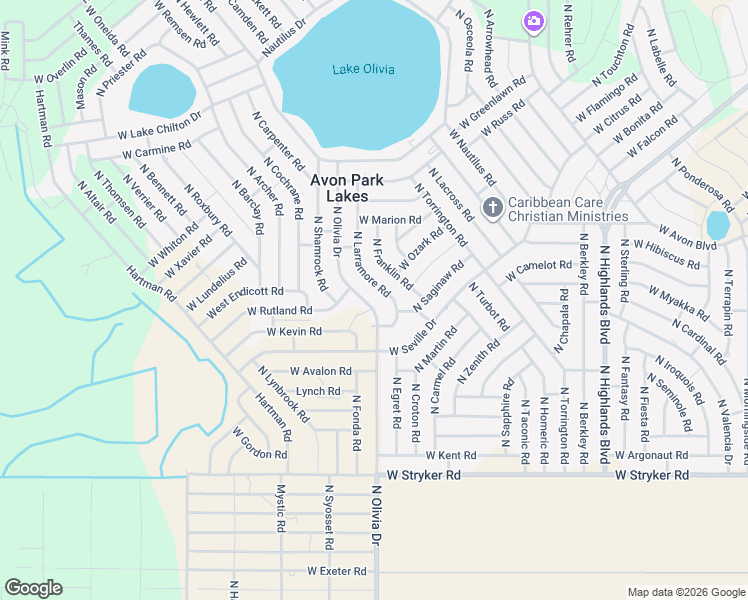 map of restaurants, bars, coffee shops, grocery stores, and more near 2048 North Olivia Drive in Avon Park