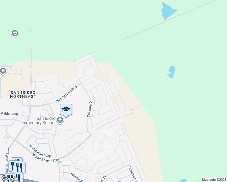 map of restaurants, bars, coffee shops, grocery stores, and more near Unnamed Road in Laredo