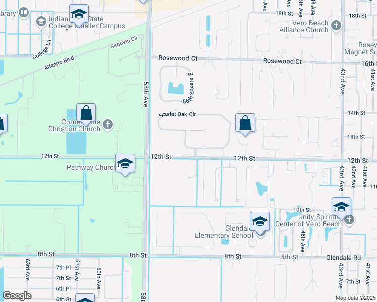 map of restaurants, bars, coffee shops, grocery stores, and more near 1203 Scarlet Oak Circle in Vero Beach