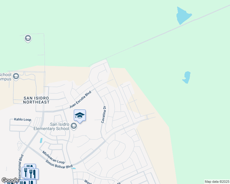 map of restaurants, bars, coffee shops, grocery stores, and more near Unnamed Road in Laredo