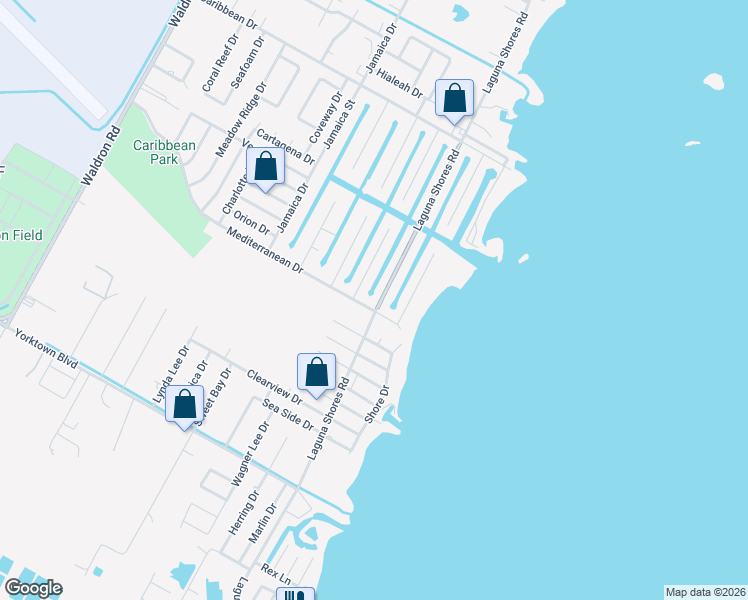map of restaurants, bars, coffee shops, grocery stores, and more near 3429 Samoa Drive in Corpus Christi