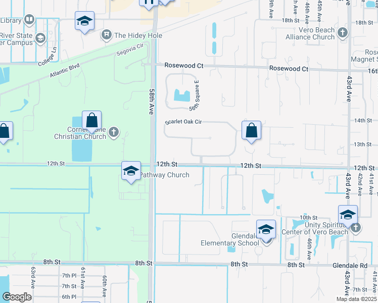 map of restaurants, bars, coffee shops, grocery stores, and more near 1209 Scarlet Oak Circle in Vero Beach