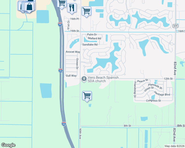map of restaurants, bars, coffee shops, grocery stores, and more near 478 Bimini Cay Circle in Vero Beach