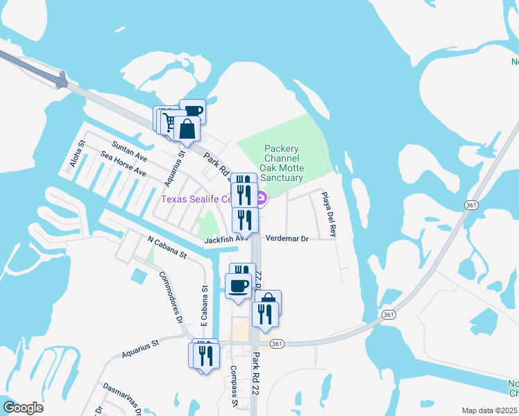 map of restaurants, bars, coffee shops, grocery stores, and more near 14220 South Padre Island Drive in Corpus Christi