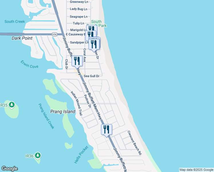 map of restaurants, bars, coffee shops, grocery stores, and more near 1325 Olde Doubloon Drive in Vero Beach