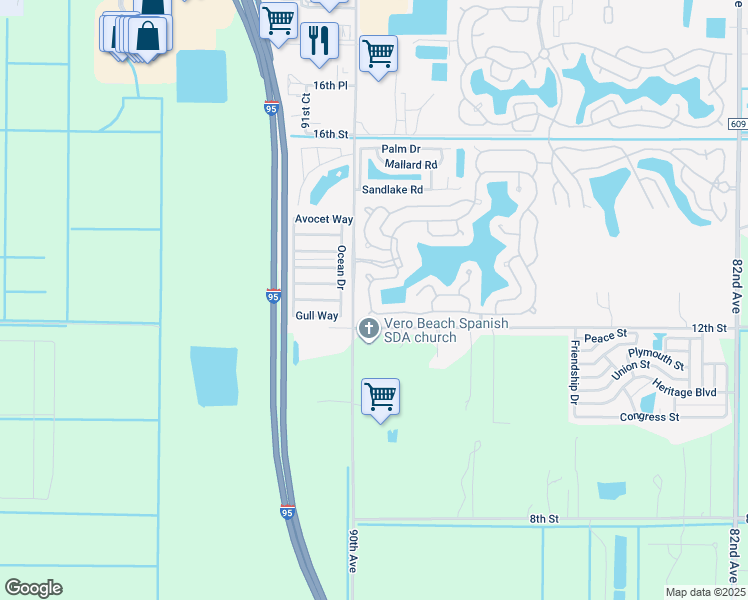 map of restaurants, bars, coffee shops, grocery stores, and more near 478 Bimini Cay Circle in Vero Beach