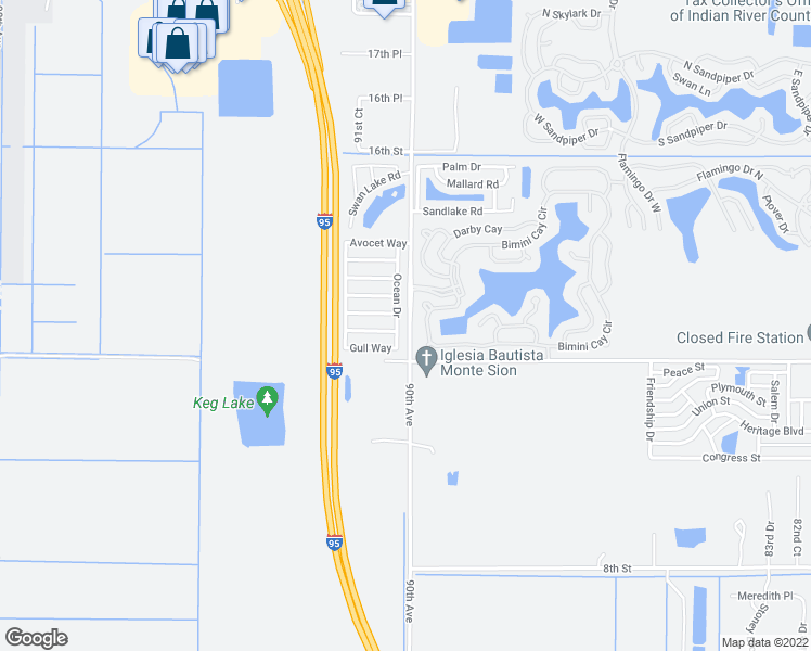 map of restaurants, bars, coffee shops, grocery stores, and more near 480 Bimini Cay Circle in Vero Beach