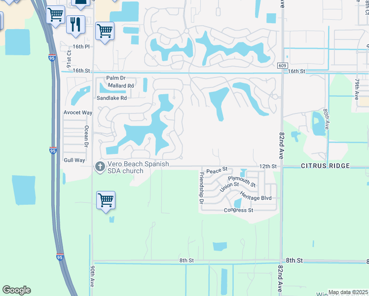 map of restaurants, bars, coffee shops, grocery stores, and more near 353 Bimini Cay Circle in Vero Beach