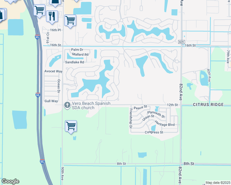 map of restaurants, bars, coffee shops, grocery stores, and more near 353 Bimini Cay Circle in Vero Beach