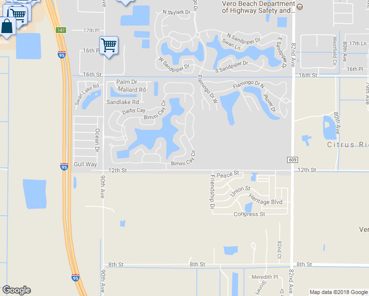 map of restaurants, bars, coffee shops, grocery stores, and more near Morristown Cay in Vero Beach