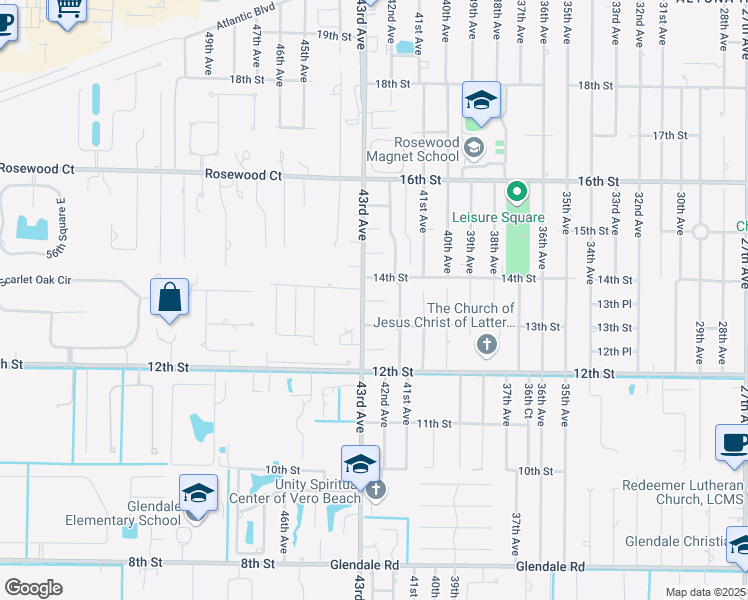 map of restaurants, bars, coffee shops, grocery stores, and more near 1360 43rd Avenue in Vero Beach