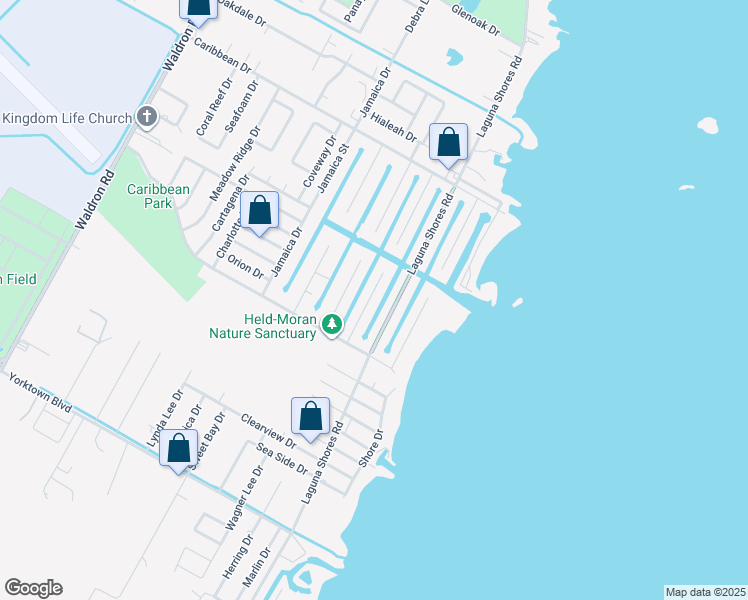 map of restaurants, bars, coffee shops, grocery stores, and more near 3338 Samoa Drive in Corpus Christi