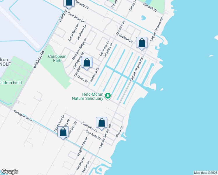 map of restaurants, bars, coffee shops, grocery stores, and more near 3414 Tahiti Drive in Corpus Christi