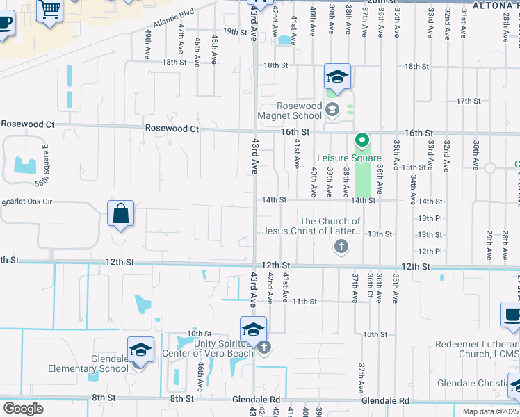 map of restaurants, bars, coffee shops, grocery stores, and more near 1360 43rd Avenue in Vero Beach