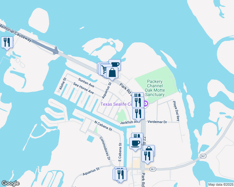 map of restaurants, bars, coffee shops, grocery stores, and more near 14022 Ambrosia Street in Corpus Christi
