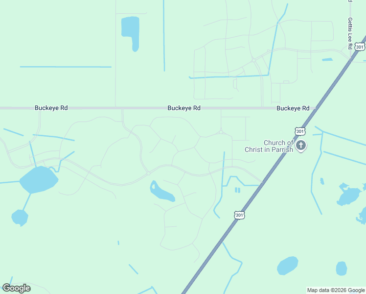 map of restaurants, bars, coffee shops, grocery stores, and more near Buckeye Road in Parrish