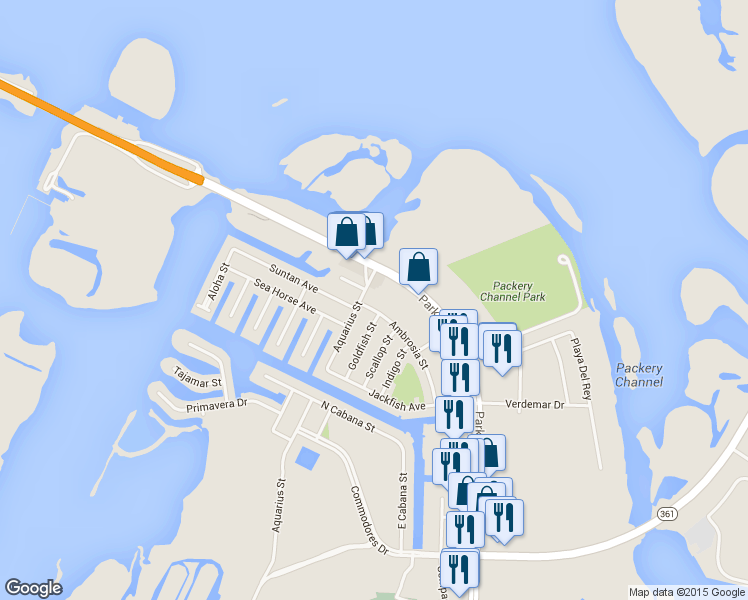 map of restaurants, bars, coffee shops, grocery stores, and more near 14022 Ambrosia Street in Corpus Christi