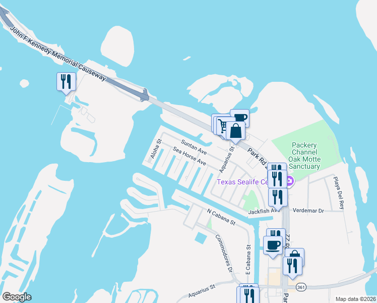 map of restaurants, bars, coffee shops, grocery stores, and more near 13813 Suntan Avenue in Corpus Christi