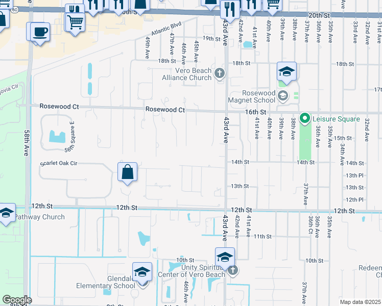 map of restaurants, bars, coffee shops, grocery stores, and more near 1410 46th Avenue in Vero Beach