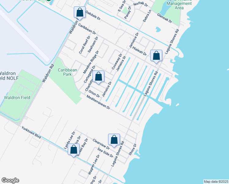 map of restaurants, bars, coffee shops, grocery stores, and more near 3343 Jamaica Drive in Corpus Christi