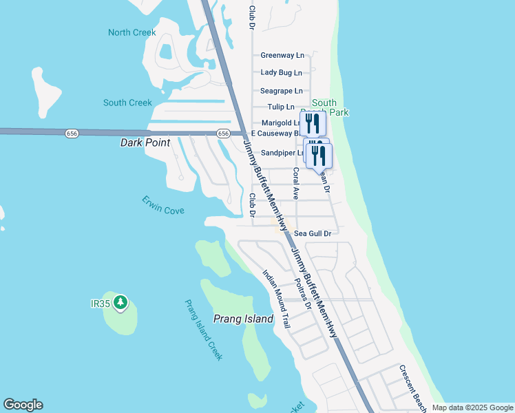 map of restaurants, bars, coffee shops, grocery stores, and more near 1450 Club Drive in Vero Beach