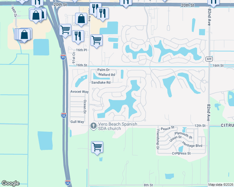 map of restaurants, bars, coffee shops, grocery stores, and more near 170 Bimini Cay Circle in Vero Beach
