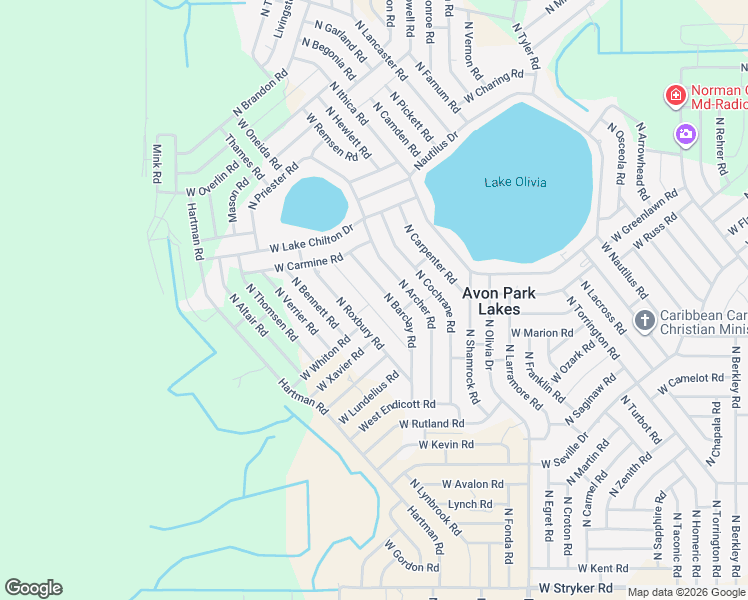 map of restaurants, bars, coffee shops, grocery stores, and more near 2278 North Alexander Road in Avon Park
