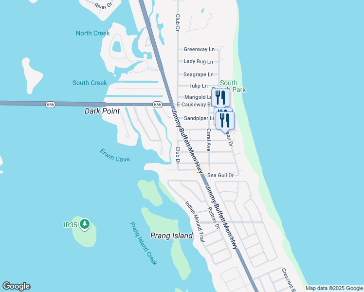 map of restaurants, bars, coffee shops, grocery stores, and more near 1421 Club Drive in Vero Beach