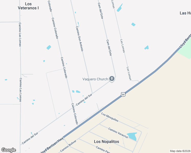 map of restaurants, bars, coffee shops, grocery stores, and more near Camino del Sur in Laredo