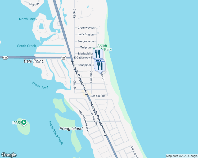 map of restaurants, bars, coffee shops, grocery stores, and more near 975 Pirate Cove Lane in Vero Beach