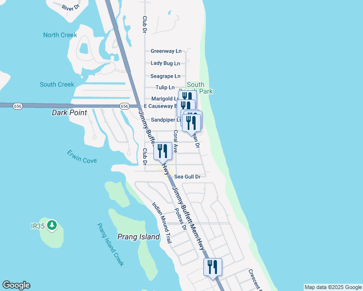 map of restaurants, bars, coffee shops, grocery stores, and more near 918 Coquina Lane in Vero Beach