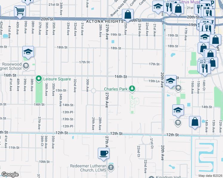 map of restaurants, bars, coffee shops, grocery stores, and more near 1590 27th Avenue in Vero Beach