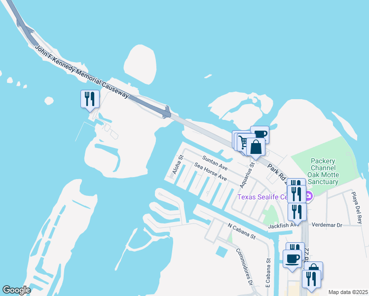 map of restaurants, bars, coffee shops, grocery stores, and more near 13714 Suntan Avenue in Corpus Christi