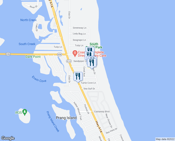 map of restaurants, bars, coffee shops, grocery stores, and more near 916 Jasmine Lane in Vero Beach