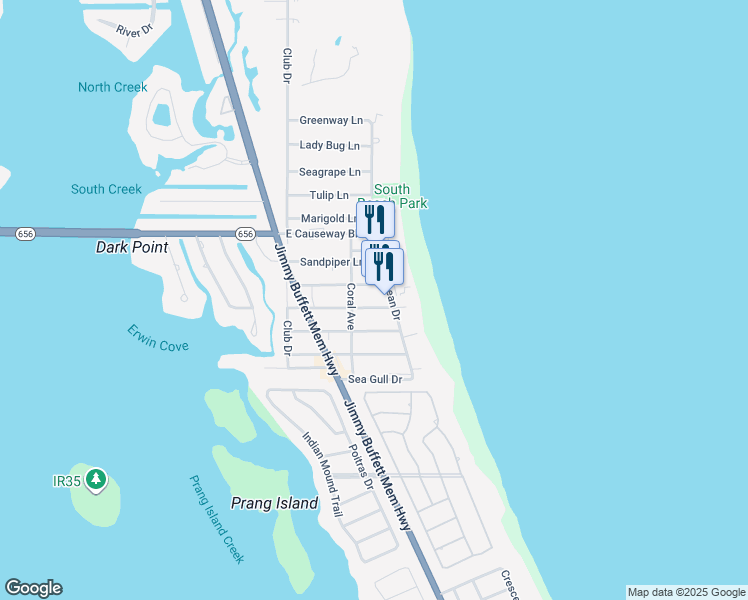 map of restaurants, bars, coffee shops, grocery stores, and more near 1555 Ocean Drive in Vero Beach