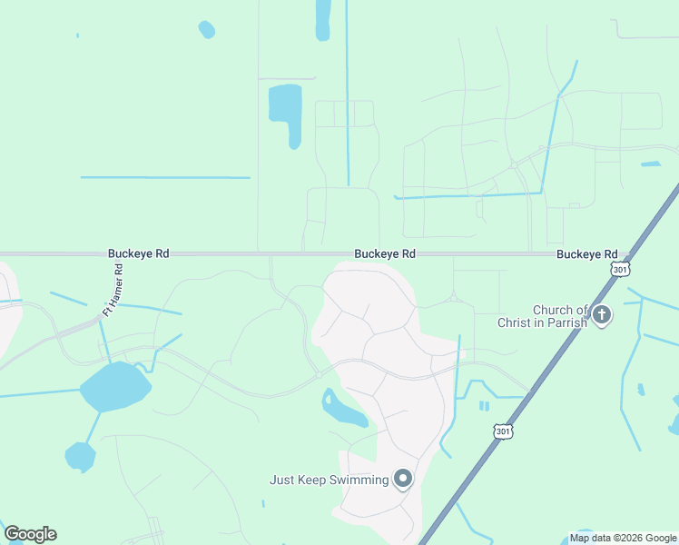 map of restaurants, bars, coffee shops, grocery stores, and more near Buckeye Road in Parrish