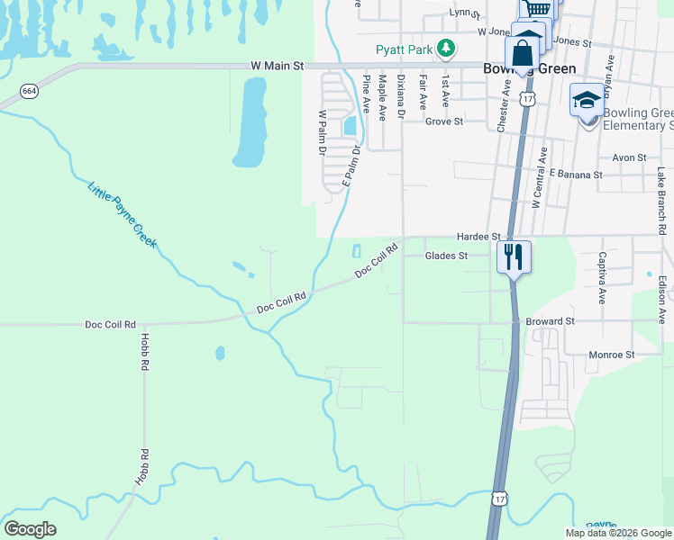 map of restaurants, bars, coffee shops, grocery stores, and more near 894 Doc Coil Road in Bowling Green