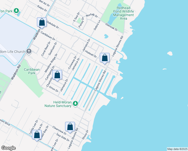 map of restaurants, bars, coffee shops, grocery stores, and more near 3202 Catcay Drive in Corpus Christi