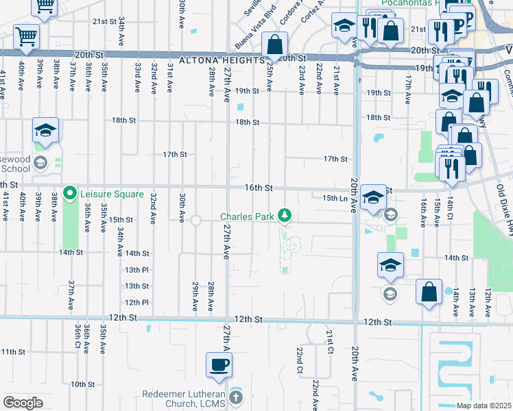map of restaurants, bars, coffee shops, grocery stores, and more near 1526 26th Avenue in Vero Beach