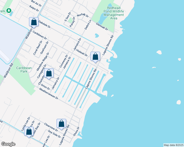 map of restaurants, bars, coffee shops, grocery stores, and more near 3134 Laguna Shores Rd in Corpus Christi