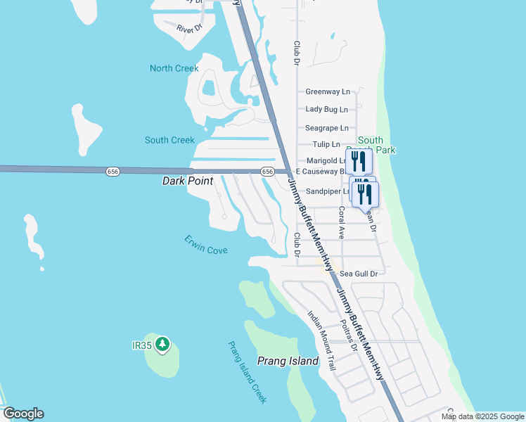 map of restaurants, bars, coffee shops, grocery stores, and more near 1516 East Camino del Rio in Vero Beach