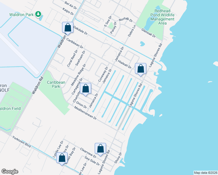 map of restaurants, bars, coffee shops, grocery stores, and more near 3242 Azores Drive in Corpus Christi