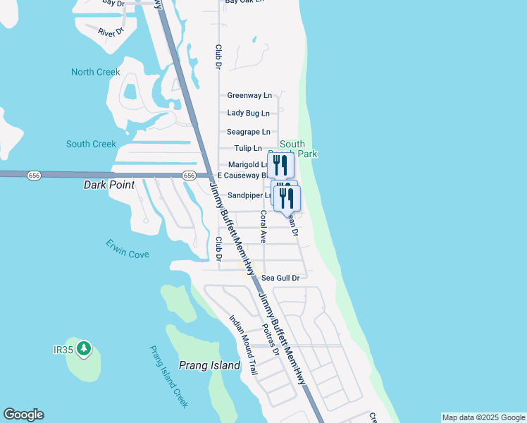map of restaurants, bars, coffee shops, grocery stores, and more near 1601 Coral Avenue in Vero Beach