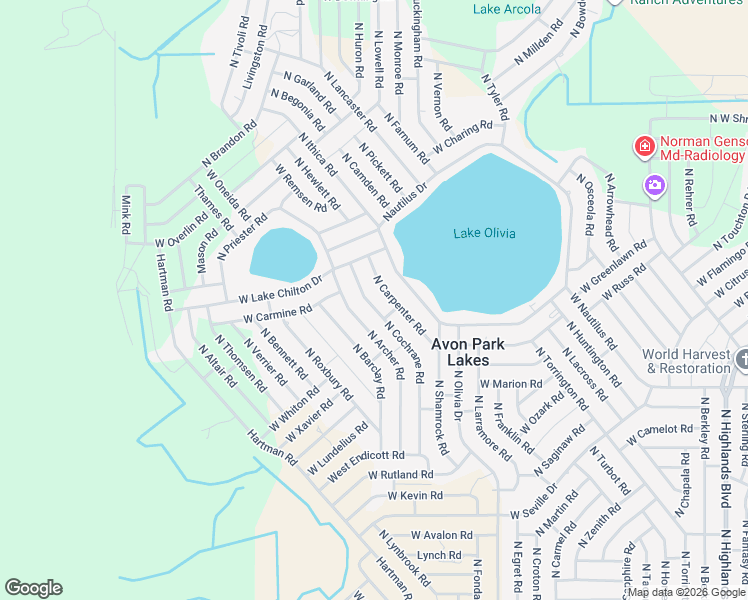 map of restaurants, bars, coffee shops, grocery stores, and more near 2380 North Cochrane Road in Avon Park